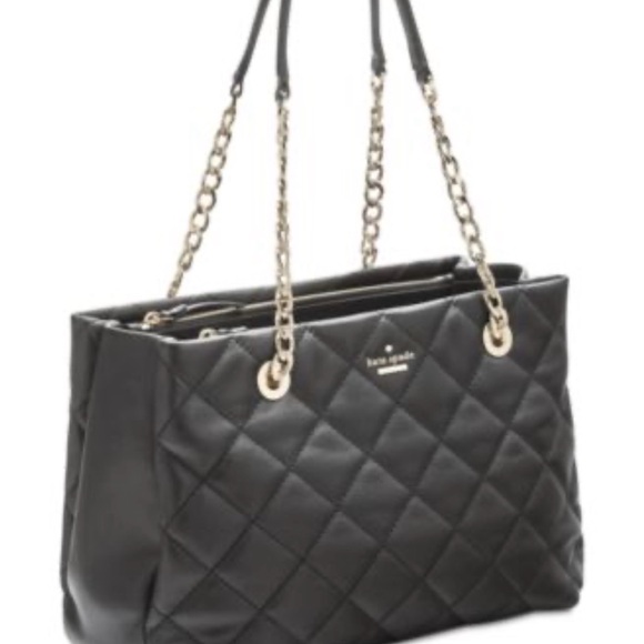 kate spade Handbags - Kate Spade Quilted Black Shoulder Bag with Gold Chain